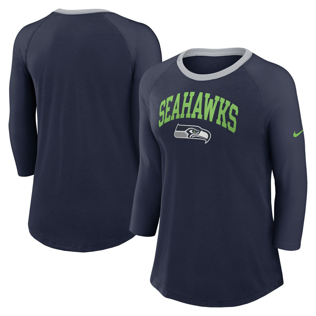 Seattle Seahawks Women's 3/4 Sleeve Raglan Fashion Top Navy | Nike for Sale