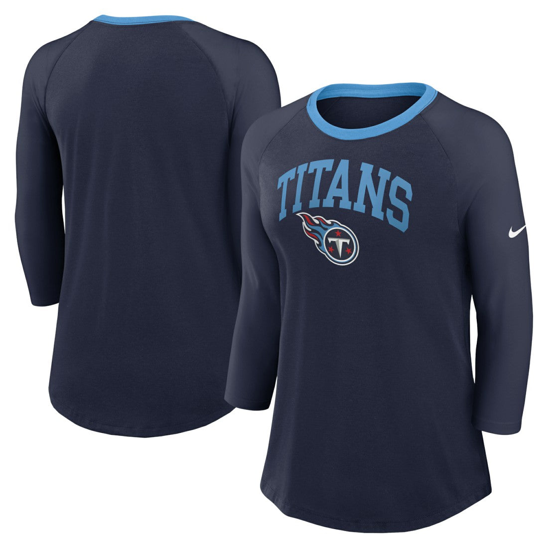 Tennessee Titans Women's 3/4 Sleeve Raglan Fashion Top Navy | Nike for Sale