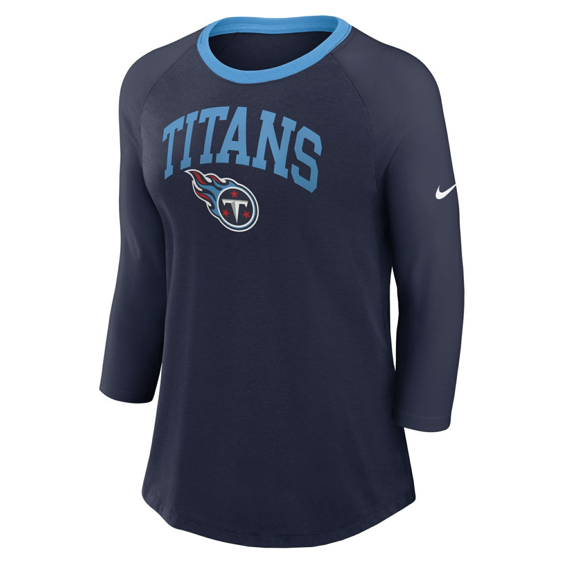 Tennessee Titans Women's 3/4 Sleeve Raglan Fashion Top Navy | Nike for Sale