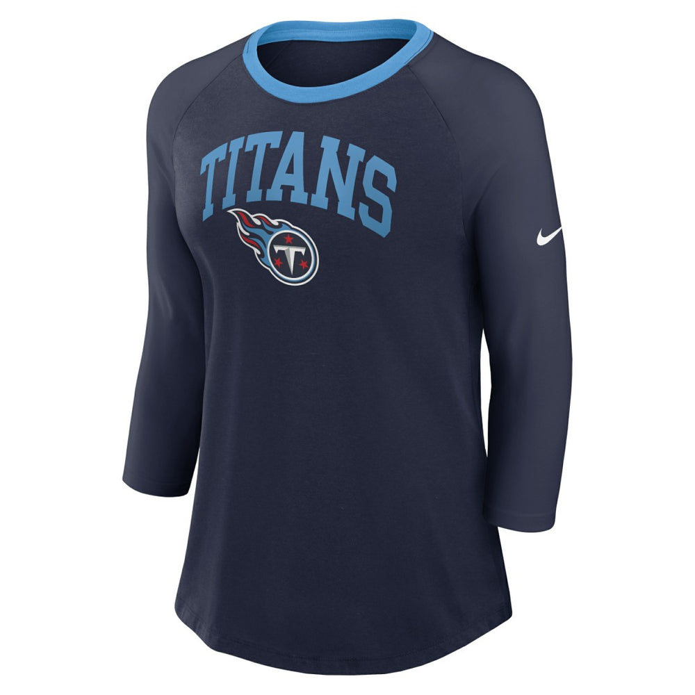 Tennessee Titans Women's 3/4 Sleeve Raglan Fashion Top Navy | Nike for Sale