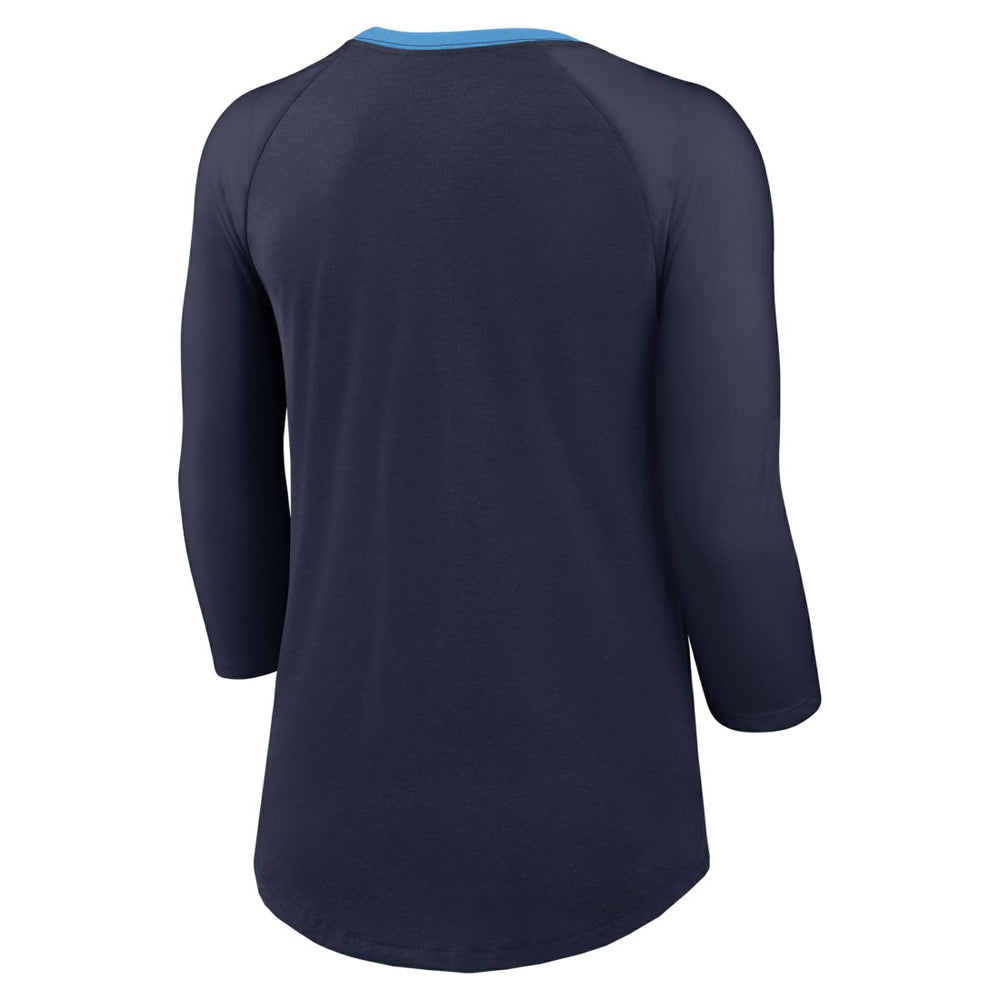 Tennessee Titans Women's 3/4 Sleeve Raglan Fashion Top Navy | Nike for Sale
