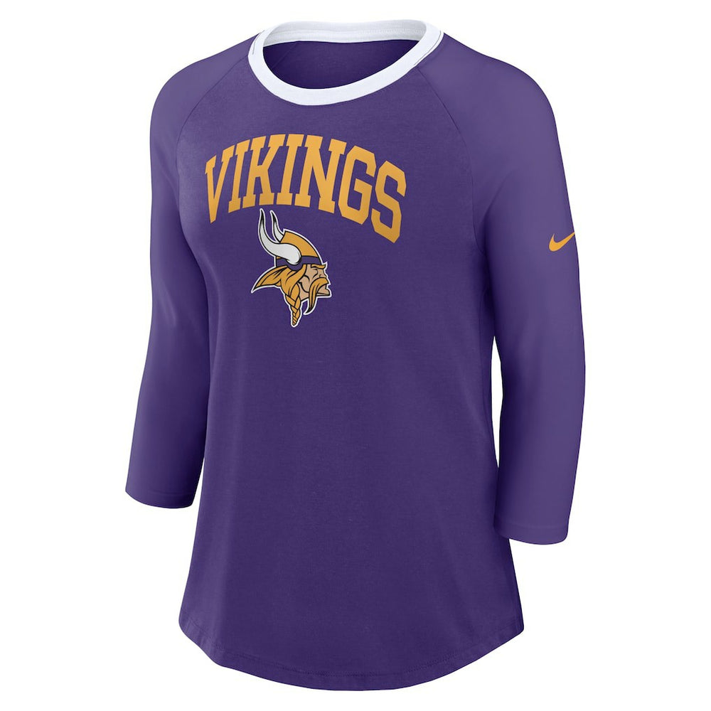 Minnesota Vikings Women's 3/4 Sleeve Raglan Fashion Top Purple | Nike for Sale