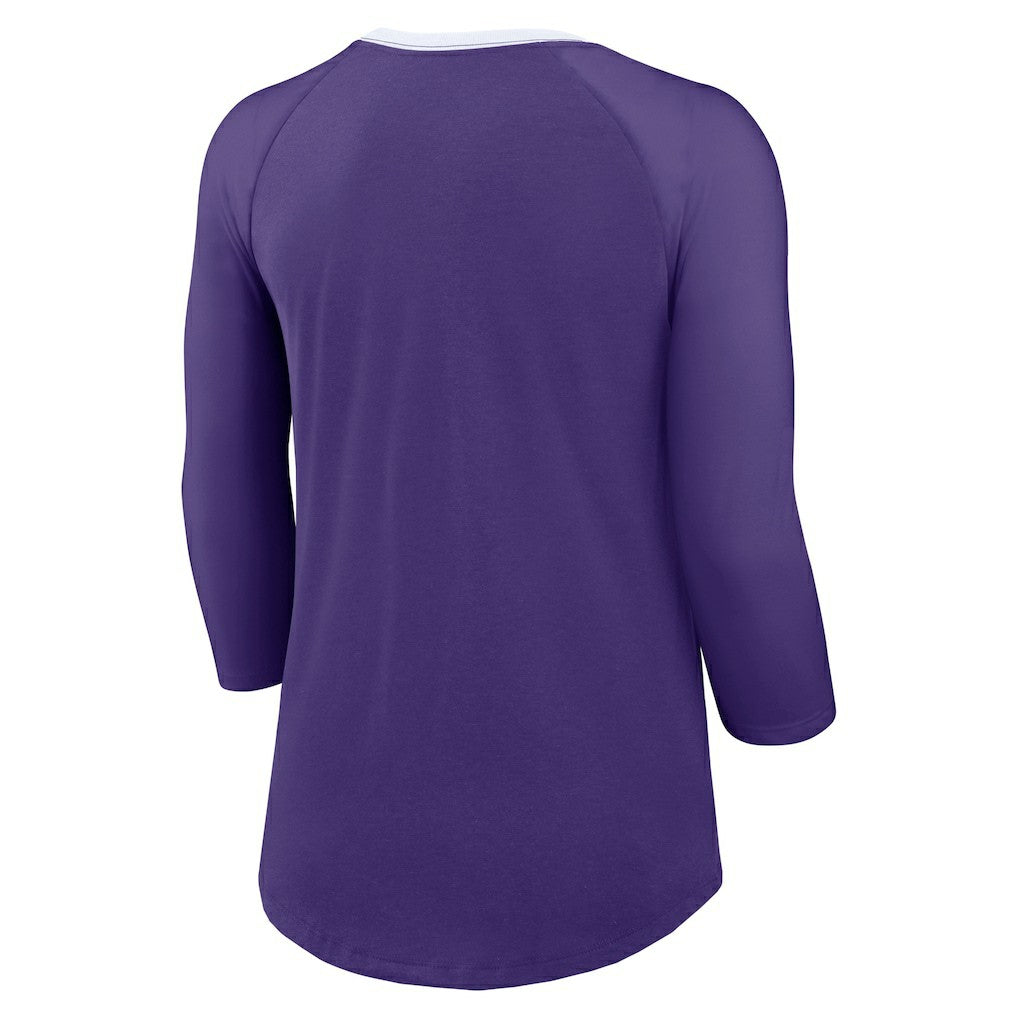 Minnesota Vikings Women's 3/4 Sleeve Raglan Fashion Top Purple | Nike for Sale