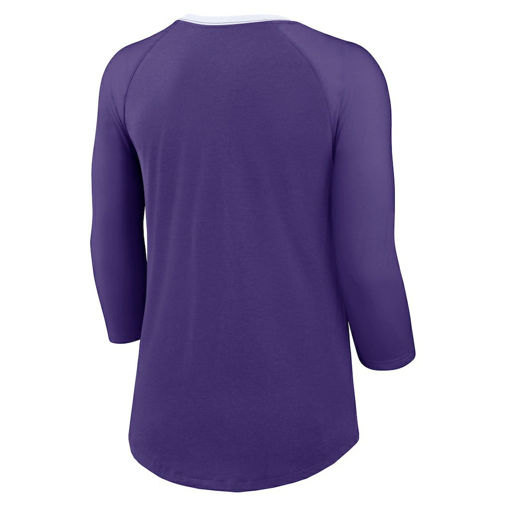 Minnesota Vikings Women's 3/4 Sleeve Raglan Fashion Top Purple | Nike for Sale