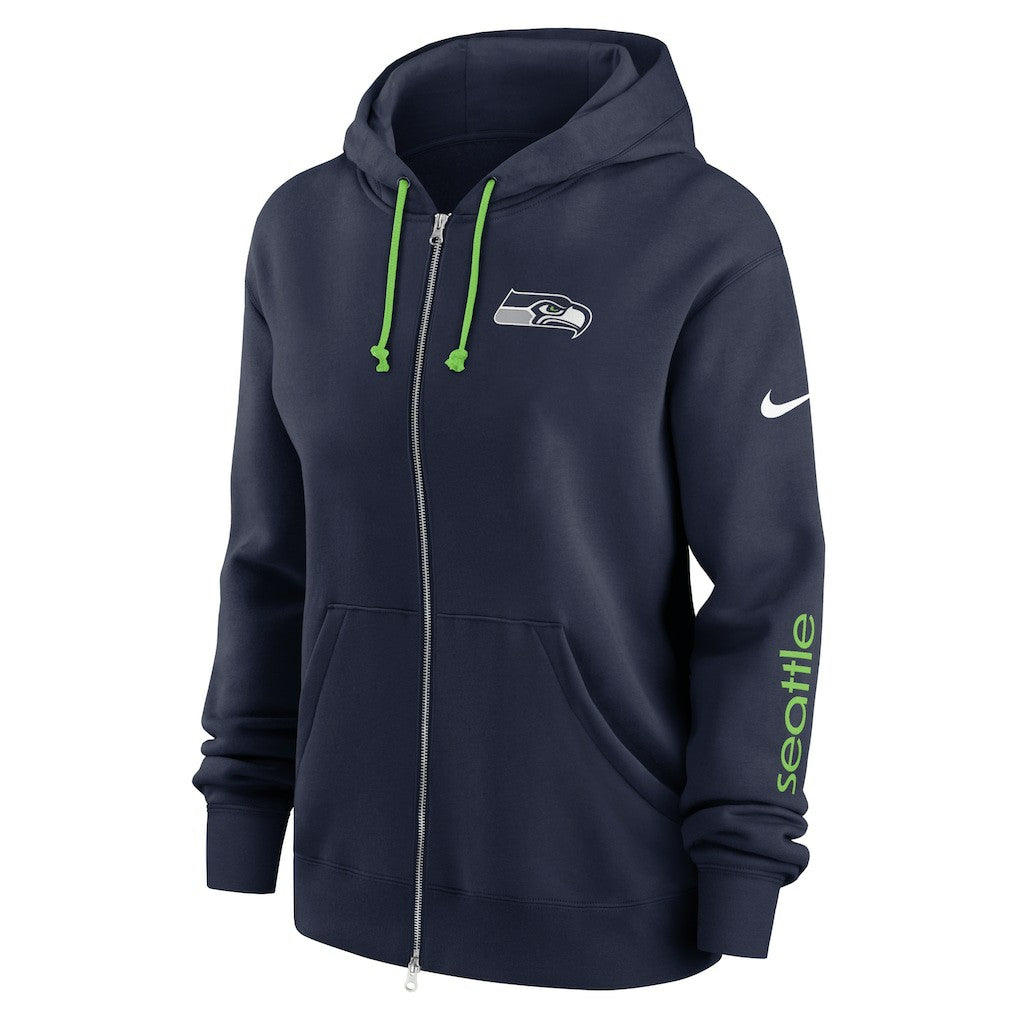 Seattle Seahawks Women's Plus Size Phoenix Full-Zip Hoodie College Navy | Nike for Sale