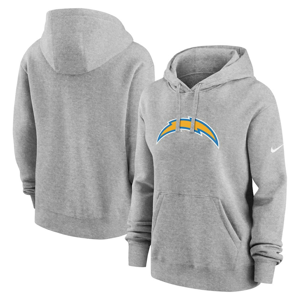 Los Angeles Chargers Women's Club Fleece Hoodie Heather Gray | Nike for Sale