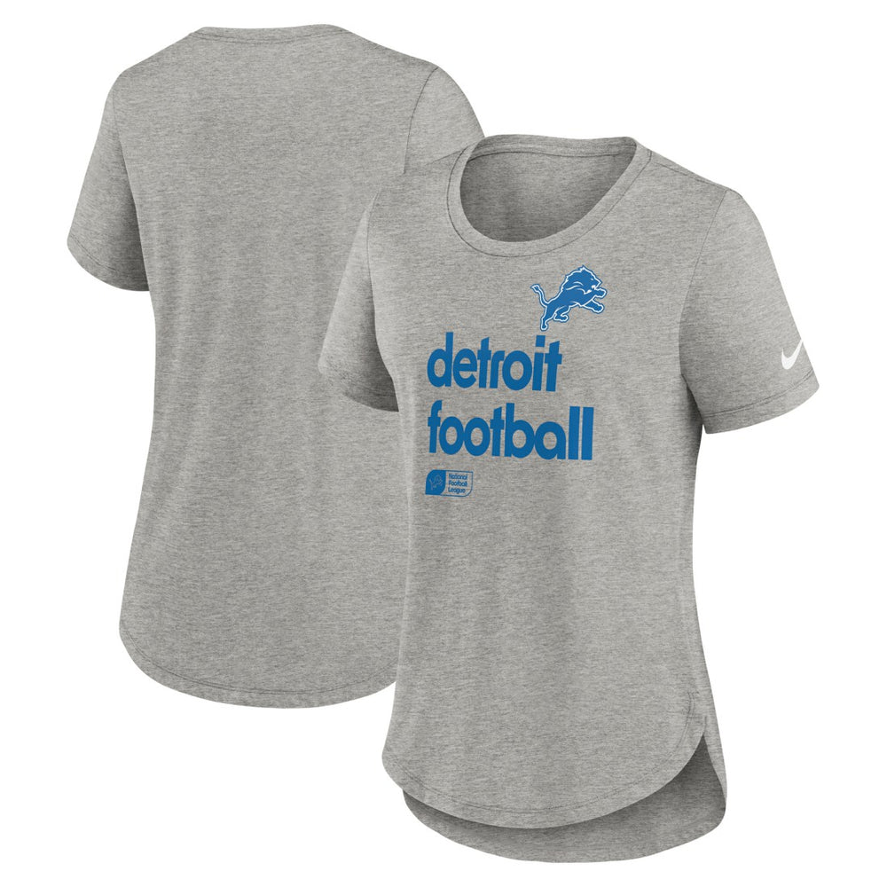 Detroit Lions Women's Team Shout-Out Tri-Blend T-Shirt Heather Gray | Nike for Sale