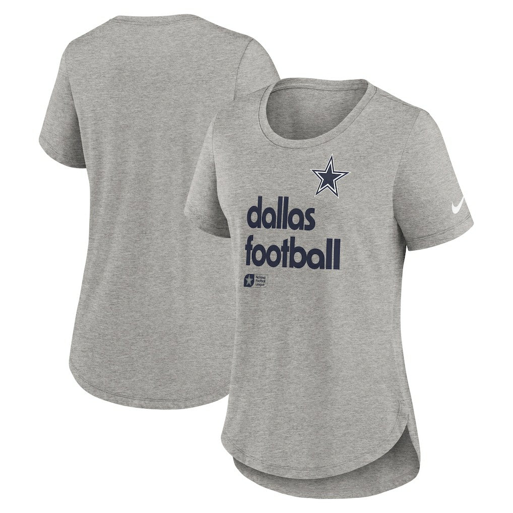 Dallas Cowboys Women's Team Shout-Out Tri-Blend T-Shirt Heather Gray | Nike for Sale