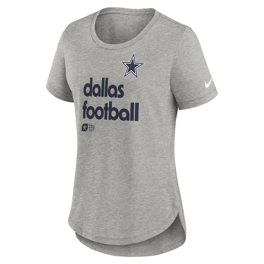 Dallas Cowboys Women's Team Shout-Out Tri-Blend T-Shirt Heather Gray | Nike for Sale