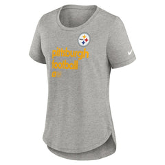 Pittsburgh Steelers Women's Team Shout-Out Tri-Blend T-Shirt Heather Gray | Nike for Sale