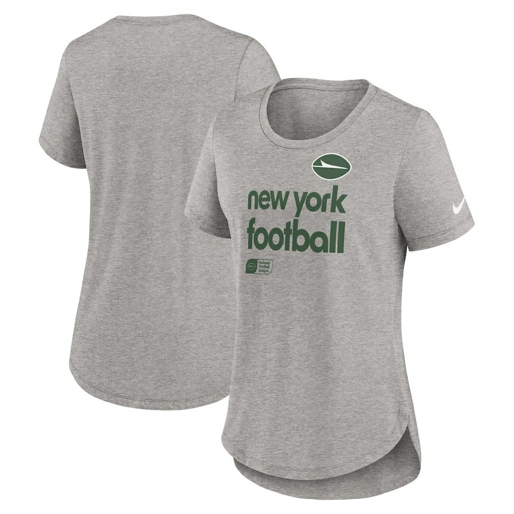 New York Jets Women's Team Shout-Out Tri-Blend T-Shirt Heather Gray | Nike for Sale