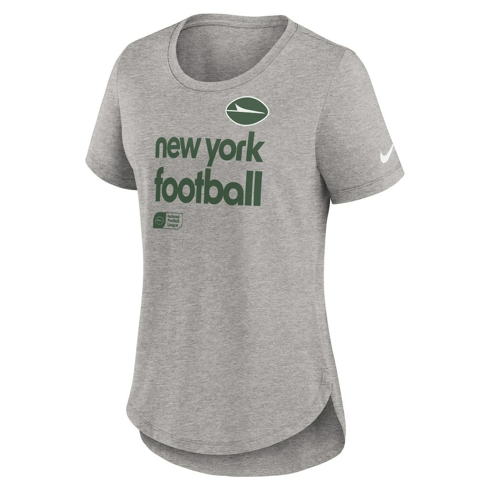 New York Jets Women's Team Shout-Out Tri-Blend T-Shirt Heather Gray | Nike for Sale