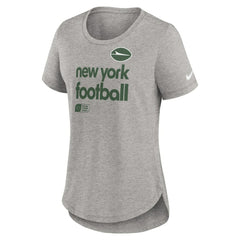 New York Jets Women's Team Shout-Out Tri-Blend T-Shirt Heather Gray | Nike for Sale