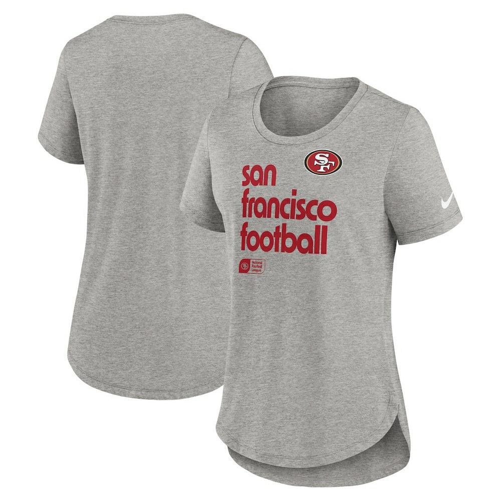 San Francisco 49ers Women's Team Shout-Out Tri-Blend T-Shirt Heather Gray | Nike for Sale