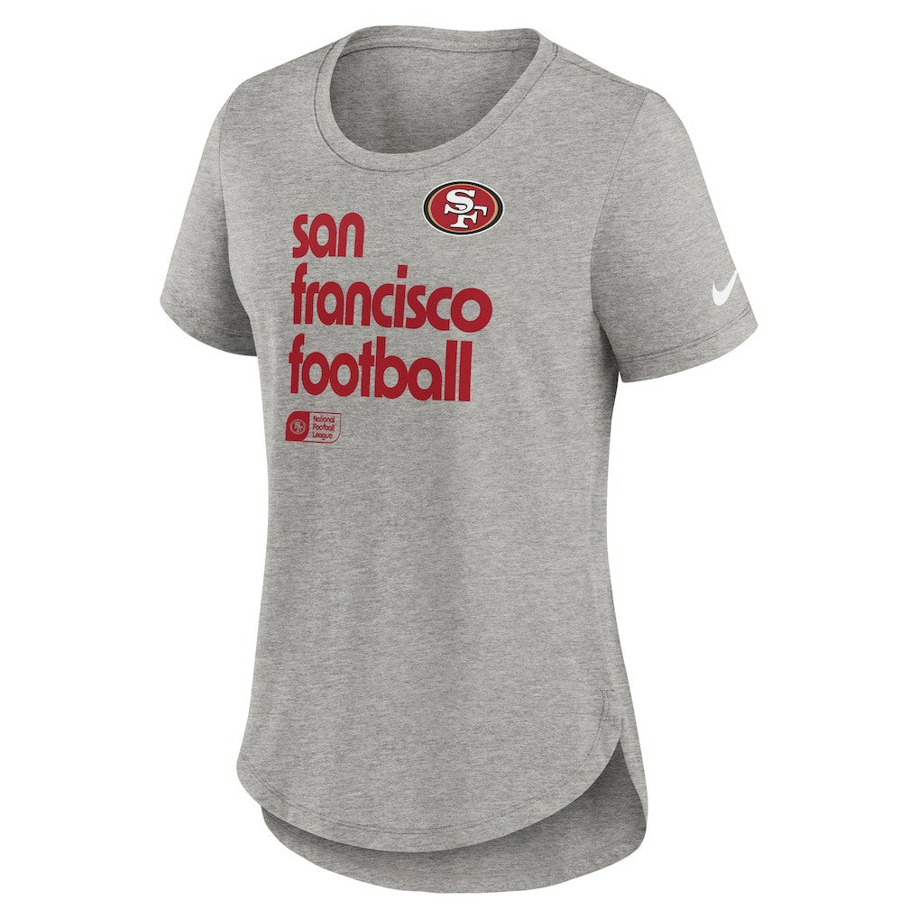 San Francisco 49ers Women's Team Shout-Out Tri-Blend T-Shirt Heather Gray | Nike for Sale