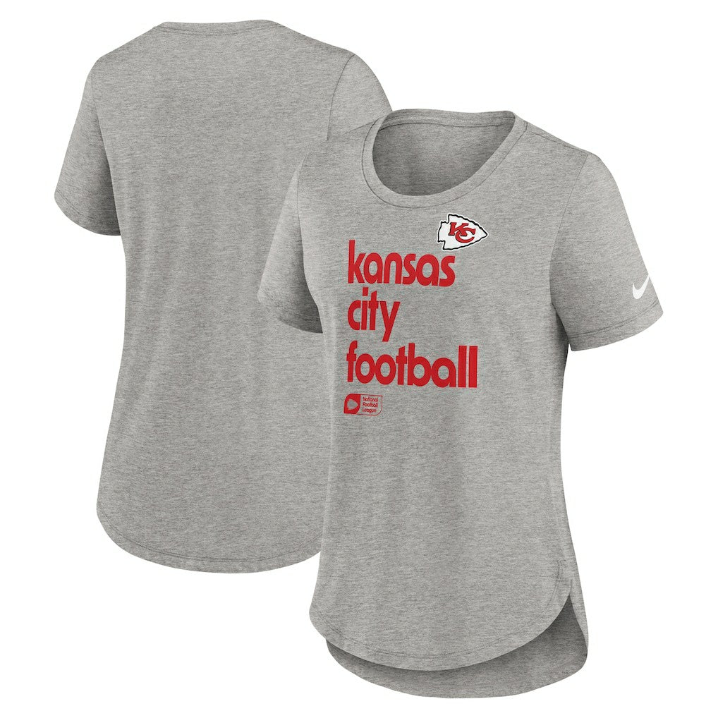 Kansas City Chiefs Women's Team Shout-Out Tri-Blend T-Shirt Heather Gray | Nike for Sale