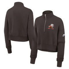 Cleveland Browns Women's Rewind Phoenix Half-Zip Sweatshirt Brown | Nike for Sale