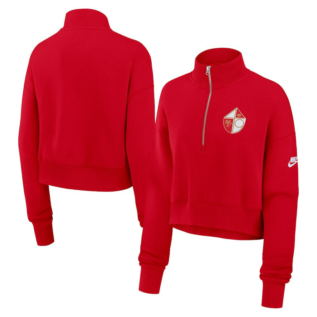 San Francisco 49ers Women's Rewind Phoenix Half-Zip Sweatshirt Scarlet | Nike for Sale