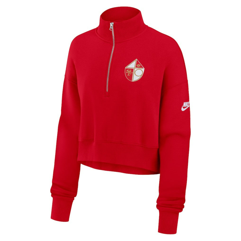 San Francisco 49ers Women's Rewind Phoenix Half-Zip Sweatshirt Scarlet | Nike for Sale