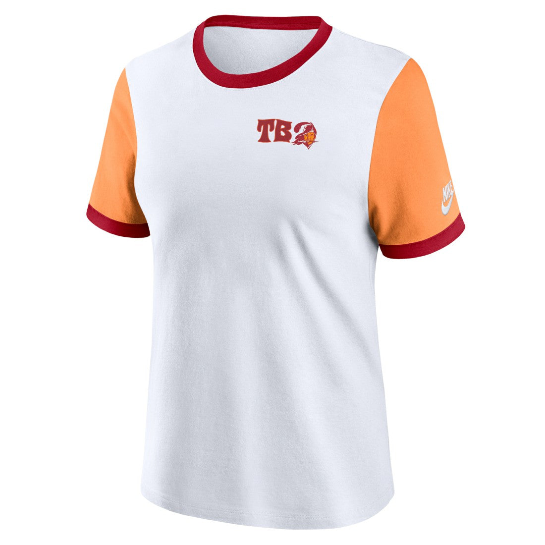 Tampa Bay Buccaneers Women's Rewind Ringer T-Shirt White/Orange | Nike for Sale