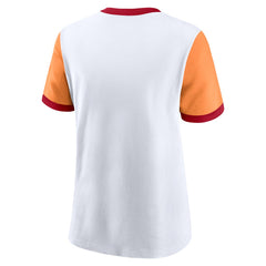 Tampa Bay Buccaneers Women's Rewind Ringer T-Shirt White/Orange | Nike for Sale