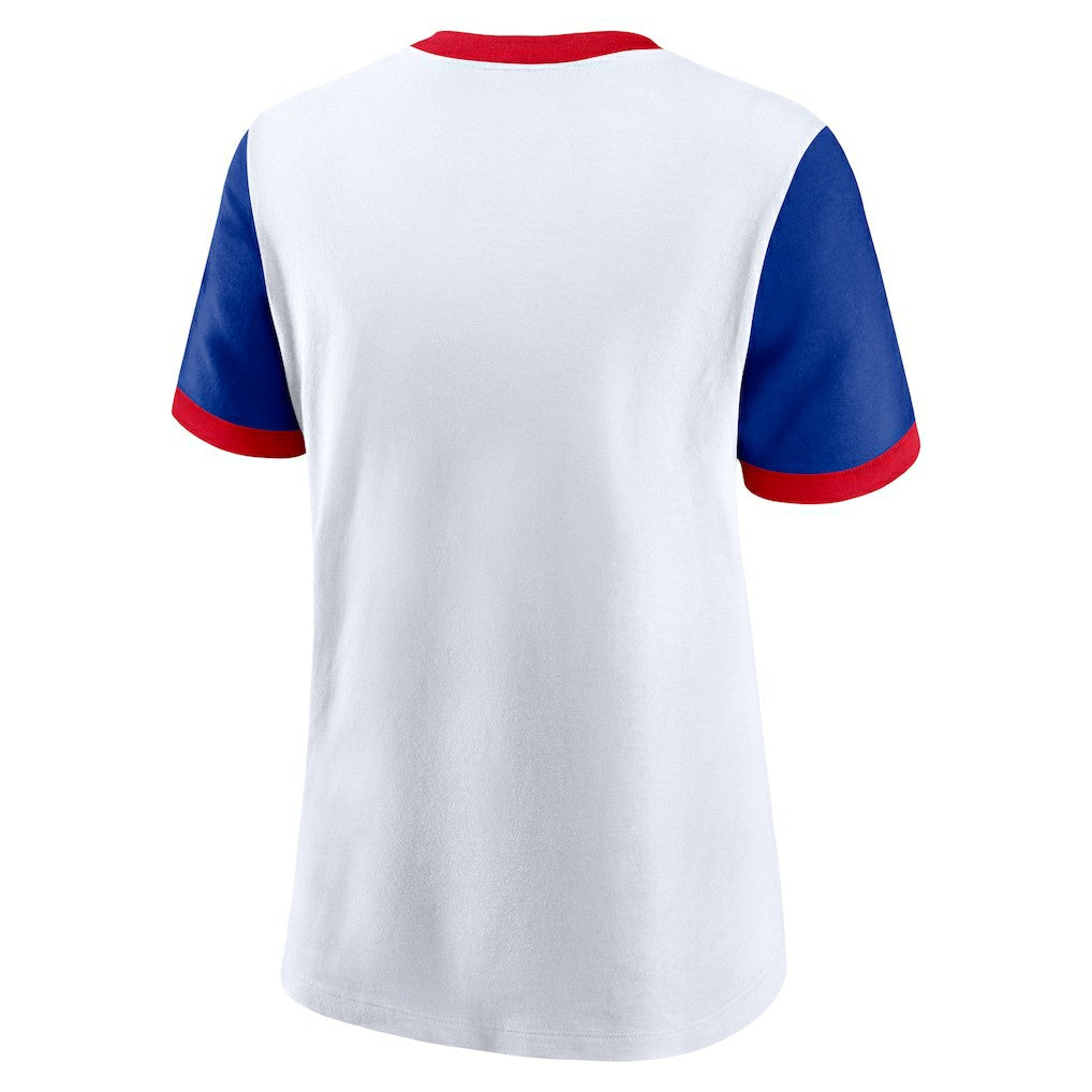Buffalo Bills Women's Rewind Ringer T-Shirt White/Royal | Nike for Sale