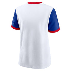 Buffalo Bills Women's Rewind Ringer T-Shirt White/Royal | Nike for Sale