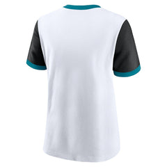 Jacksonville Jaguars Women's Rewind Ringer T-Shirt White/Black | Nike for Sale