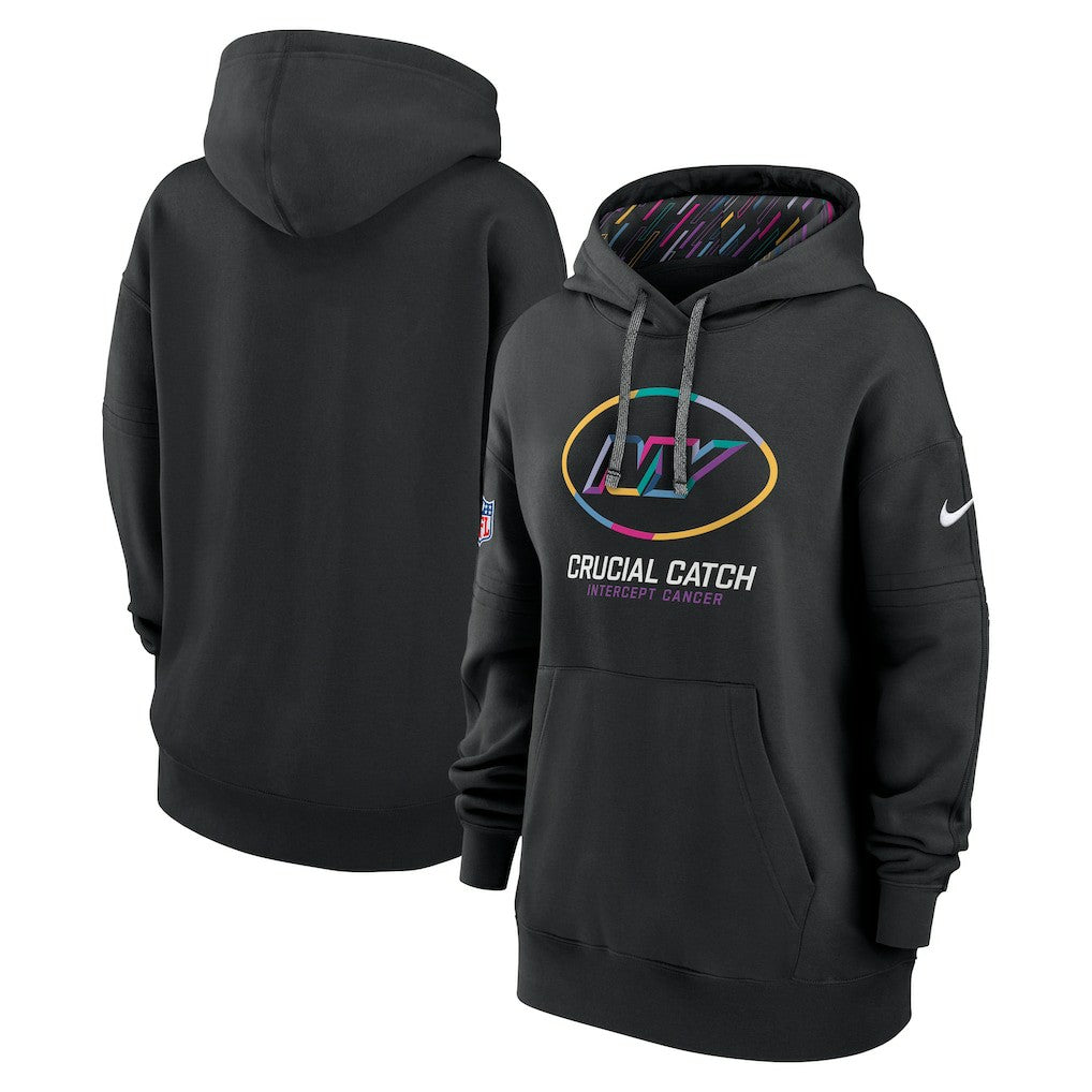 New York Jets Women's 2024 NFL Crucial Catch Club Pullover Hoodie Black | Nike for Sale