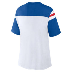 New York Giants Women's Cheer Chant Fashion Crop Top White/Royal | Fanatics