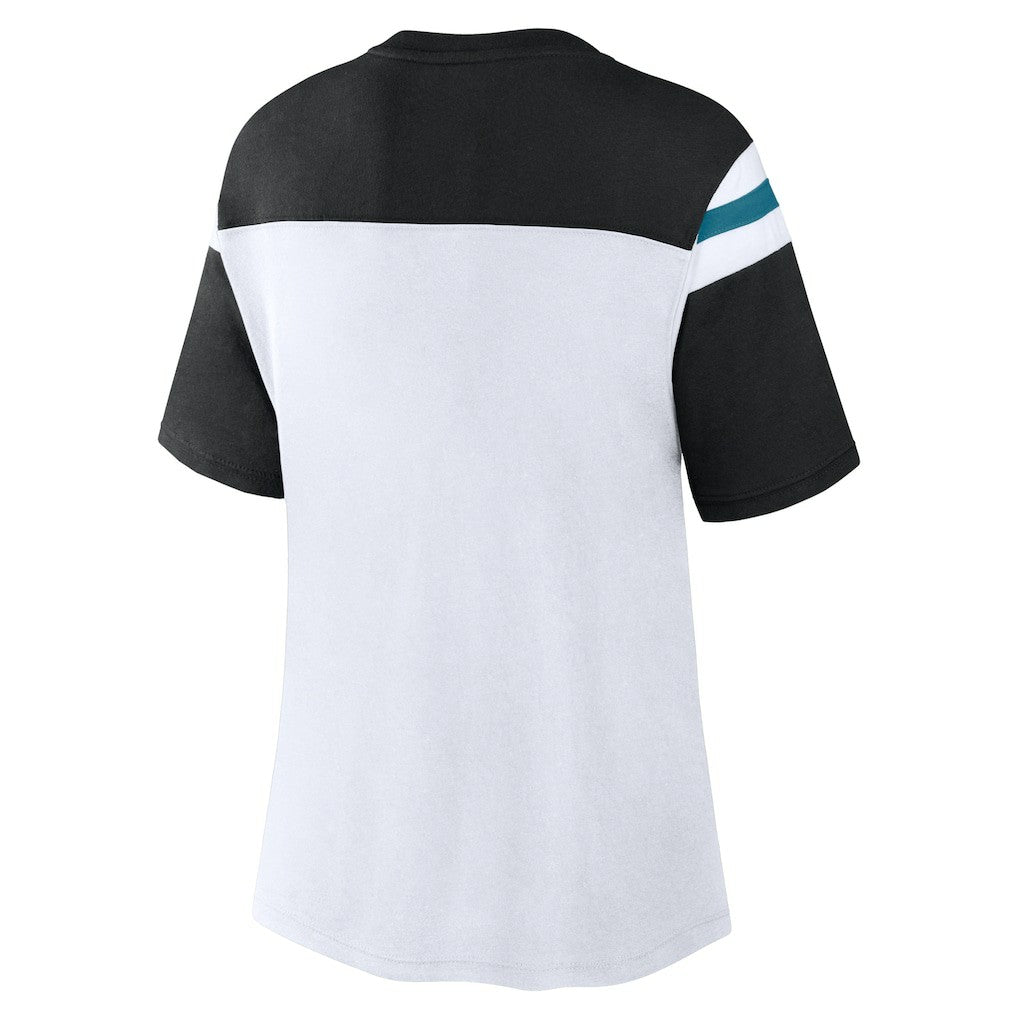 Jacksonville Jaguars Women's Cheer Chant Fashion Crop Top White/Black | Fanatics