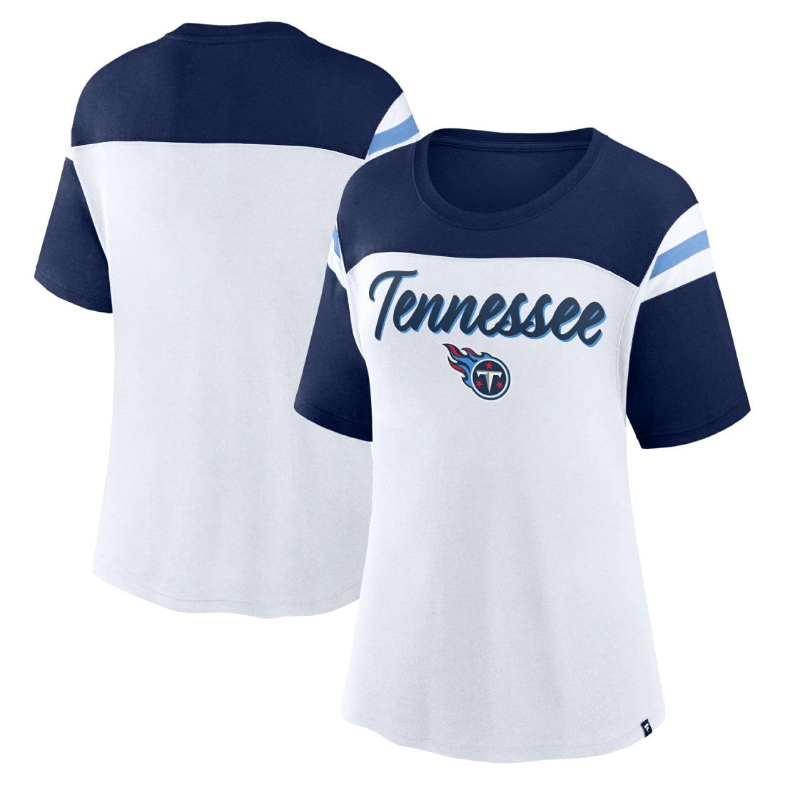 Tennessee Titans Women's Cheer Chant Fashion Crop Top White/Navy | Fanatics