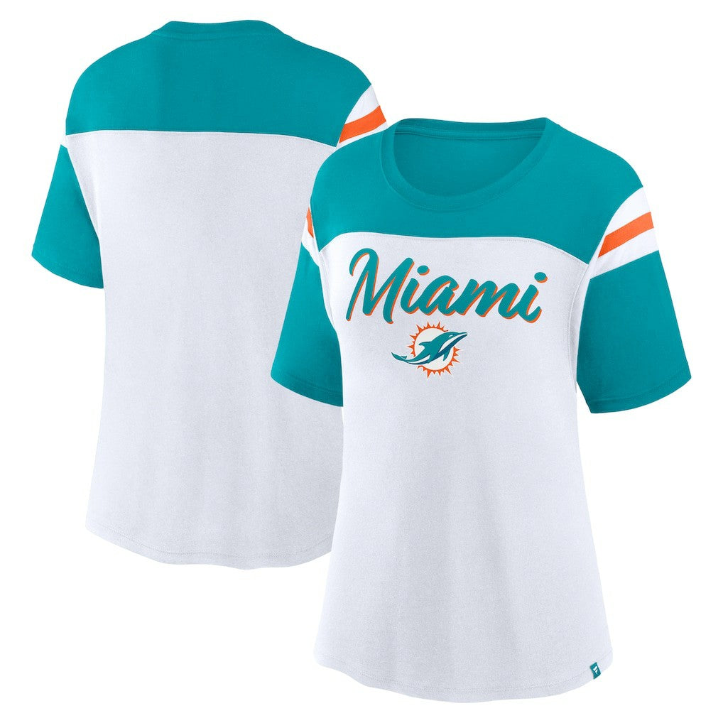 Miami Dolphins Women's Cheer Chant Fashion Crop Top White/Aqua | Fanatics