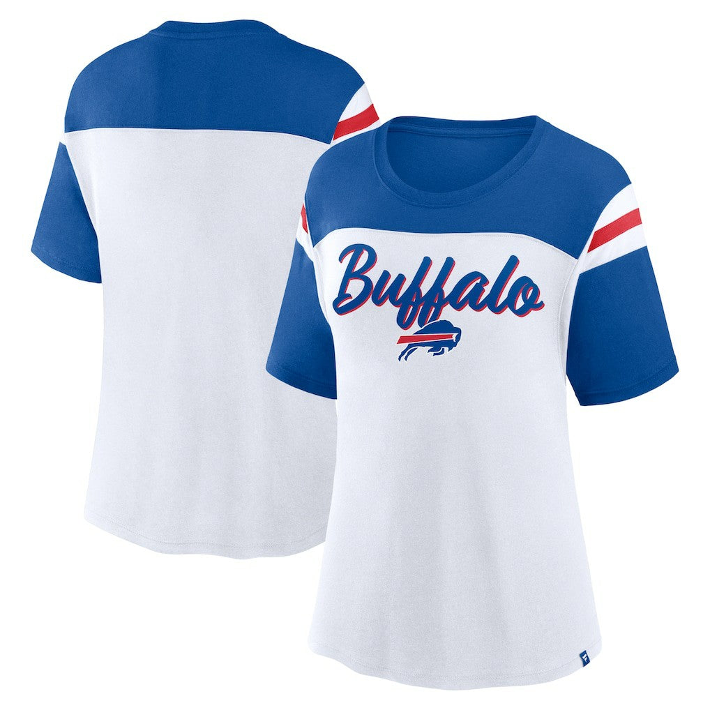 Buffalo Bills Women's Cheer Chant Fashion Crop Top White/Royal | Fanatics