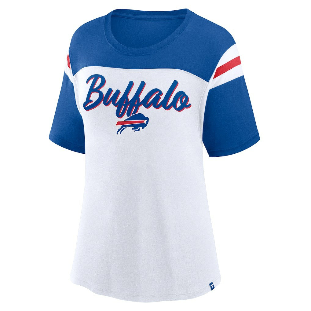 Buffalo Bills Women's Cheer Chant Fashion Crop Top White/Royal | Fanatics