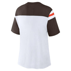 Cleveland Browns Women's Cheer Chant Fashion Crop Top White/Brown | Fanatics