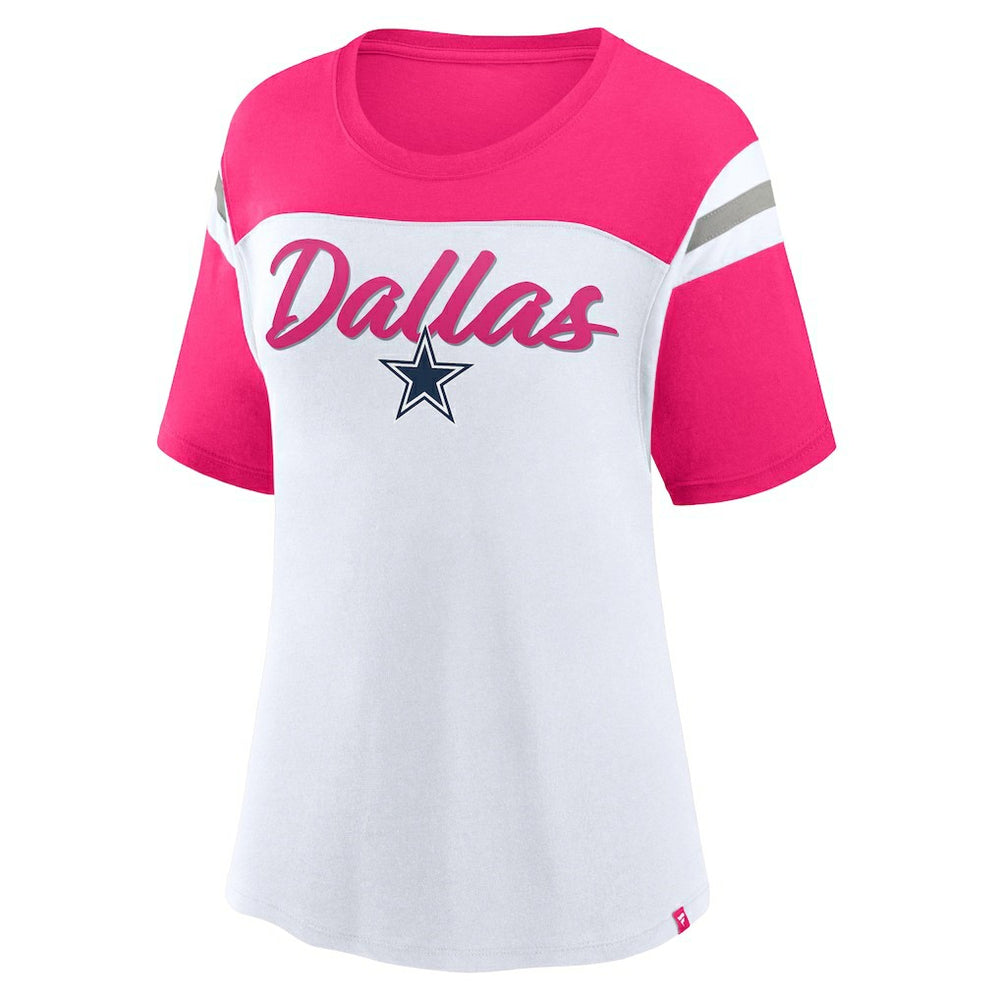 Dallas Cowboys Women's Cheer Chant Fashion Crop Top White/Pink | Fanatics