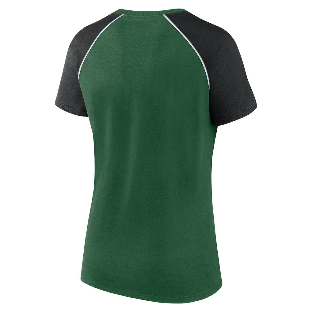 New York Jets Women's Glittered Primary Raglan T-Shirt Green/Black | Fanatics