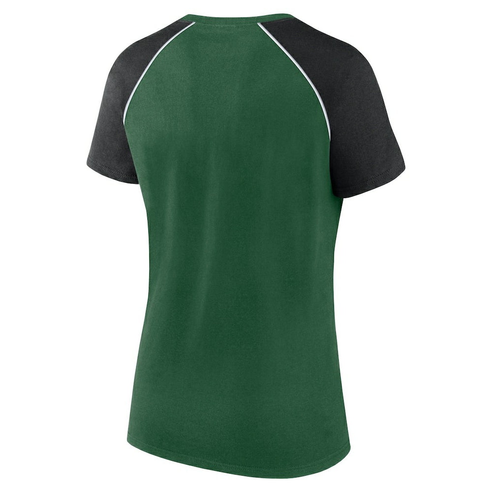 New York Jets Women's Glittered Primary Raglan T-Shirt Green/Black | Fanatics
