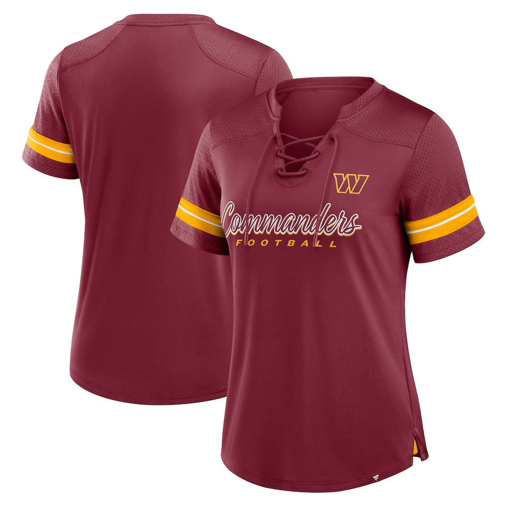Washington Commanders Women's Play Script Lace-Up T-Shirt Burgundy | Fanatics