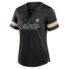 New Orleans Saints Women's Play Script Lace-Up T-Shirt Black | Fanatics