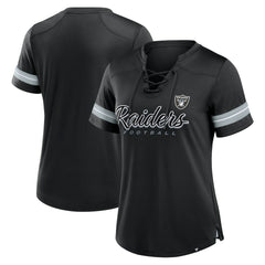 Las Vegas Raiders Women's Play Script Lace-Up T-Shirt Black | Fanatics