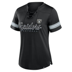 Las Vegas Raiders Women's Play Script Lace-Up T-Shirt Black | Fanatics