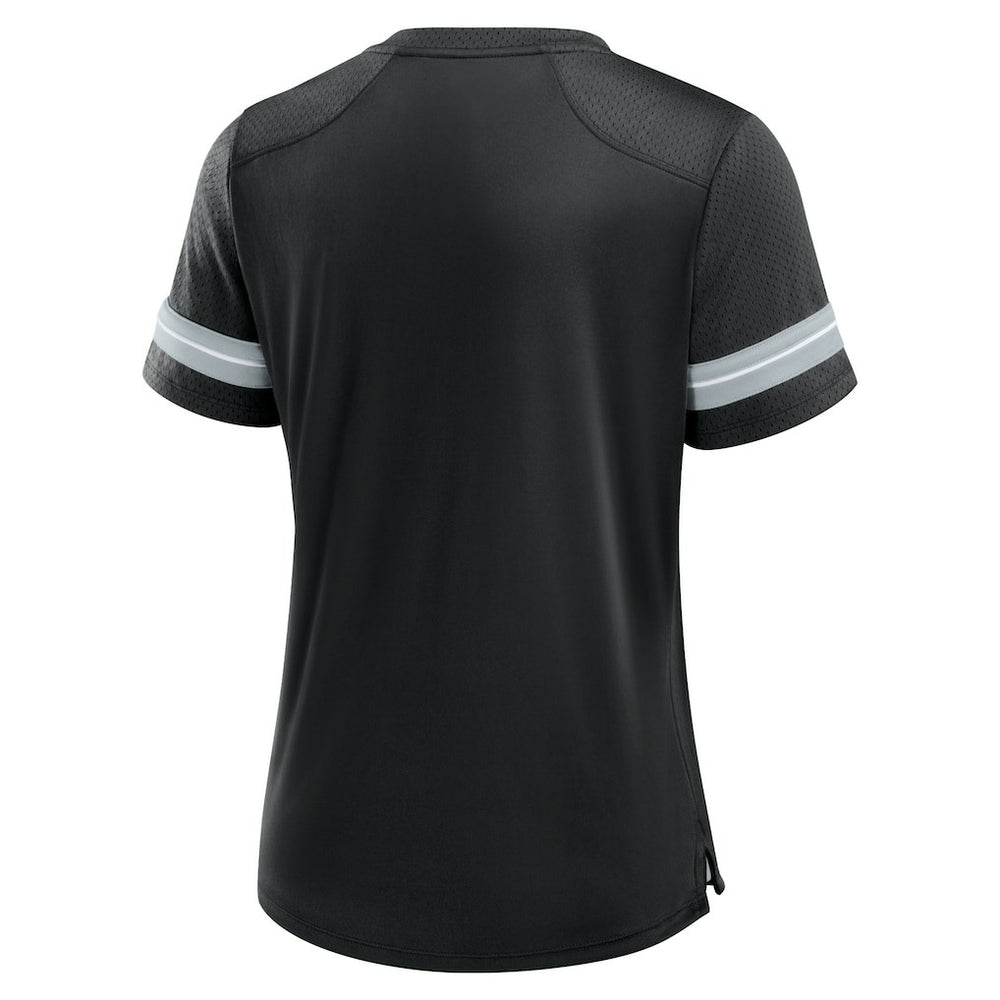 Las Vegas Raiders Women's Play Script Lace-Up T-Shirt Black | Fanatics