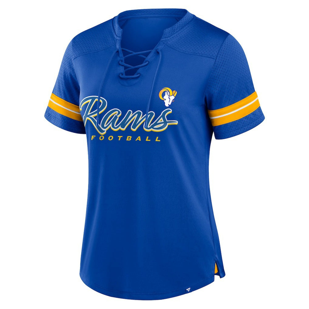 Los Angeles Rams Women's Play Script Lace-Up T-Shirt Royal | Fanatics