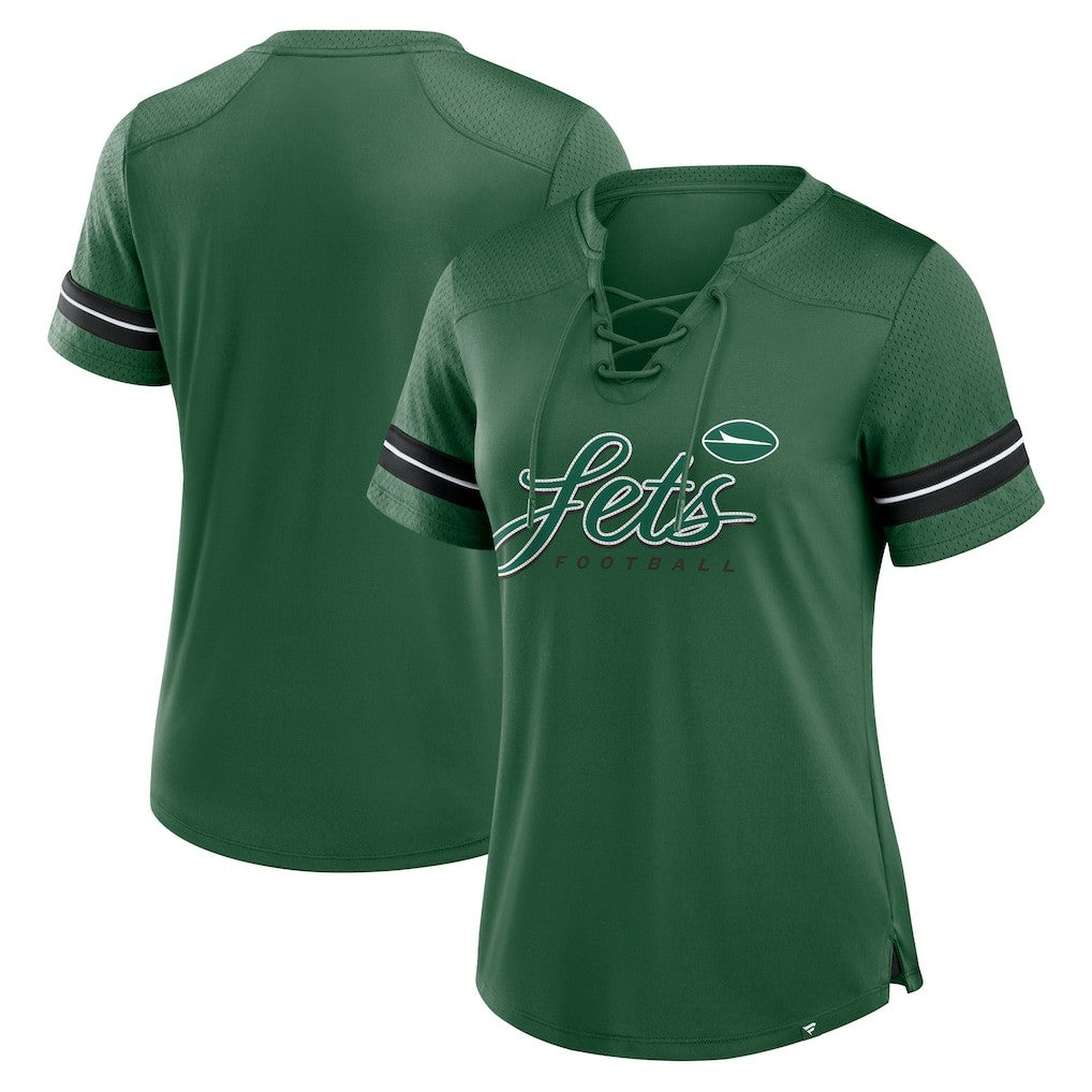 New York Jets Women's Play Script Lace-Up T-Shirt Green | Fanatics
