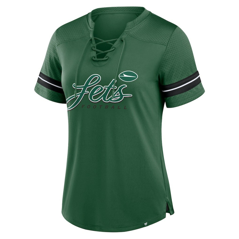 New York Jets Women's Play Script Lace-Up T-Shirt Green | Fanatics