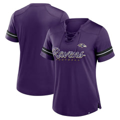 Baltimore Ravens Women's Play Script Lace-Up T-Shirt Purple | Fanatics