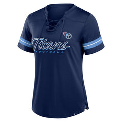 Tennessee Titans Women's Play Script Lace-Up T-Shirt Navy | Fanatics