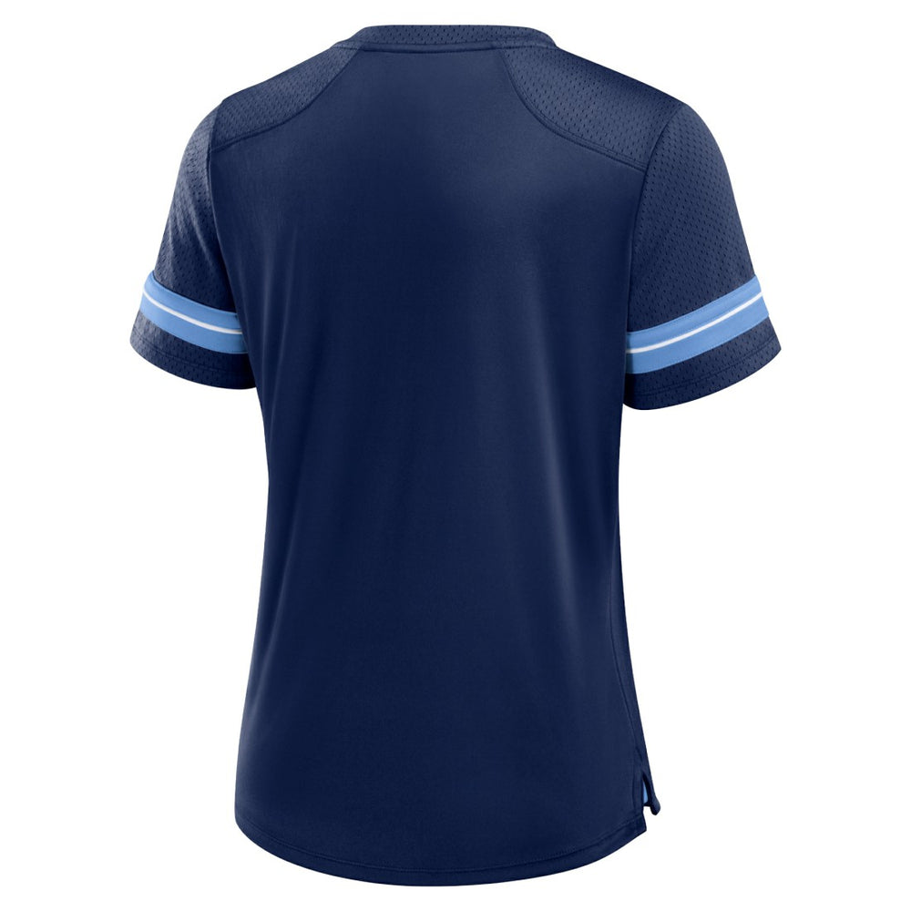 Tennessee Titans Women's Play Script Lace-Up T-Shirt Navy | Fanatics